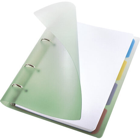 Тетрадь на кольцах А5 175х220 мм, 120 л., пластик, с разделителями, BRAUBERG, Зеленый, 404629