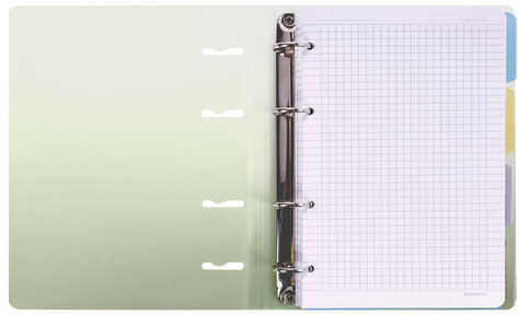 Тетрадь на кольцах А5 175х220 мм, 120 л., пластик, с разделителями, BRAUBERG, Зеленый, 404629