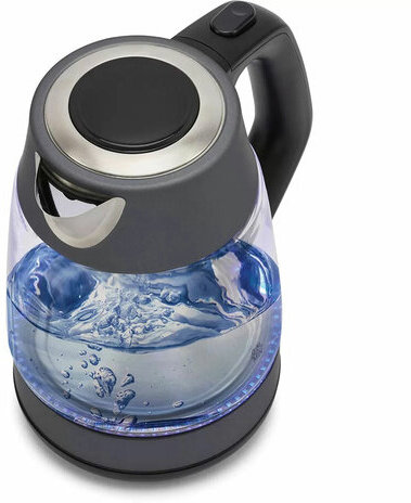 Чайник POLARIS PWK 1760CGL, 1,7 л, 1850-2150 Вт, закрытый нагревательный элемент, стекло, графитовый, 37418