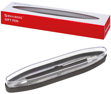 Ручка подарочная шариковая BRAUBERG "Allegro", СИНЯЯ, корпус черный с хромированными деталями, линия письма 0,5 мм, 143491