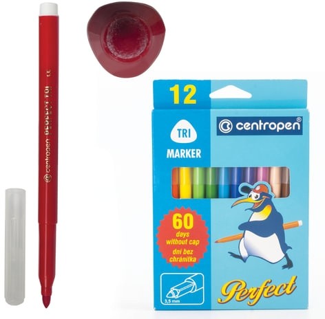 Фломастеры 12 ЦВЕТОВ CENTROPEN "Just Perfect", смываемые, устойчивы к высыханию, 2510/12KK, 7 2510 1285