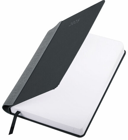 Ежедневник датированный 2025 А5 138x213 мм, BRAUBERG "Mosaic", под кожу, карман для ручки, резинка-фиксатор, черный, 115838