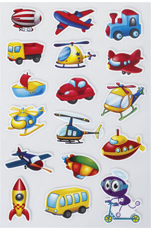 Наклейки зефирные "Транспорт", многоразовые, 10х15 см, ЮНЛАНДИЯ, 661783
