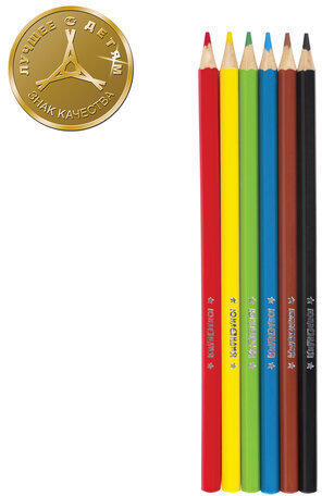 Карандаши цветные ЮНЛАНДИЯ "В ГОСТЯХ У БУКАШЕК", 6 цветов, классические заточенные, 181377