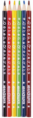 Карандаши цветные ЮНЛАНДИЯ "ЮНЛАНДИК-ДЕТЕКТИВ", 6 цветов, трехгранные, с раскраской, 181679