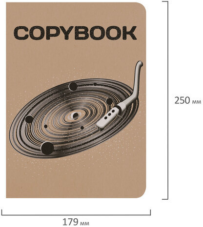 Тетрадь 60 л. в клетку обложка КРАФТ, бежевая бумага 70 г/м2, сшивка, В5 (179х250 мм), ВИНИЛ, BRAUBERG, 403808