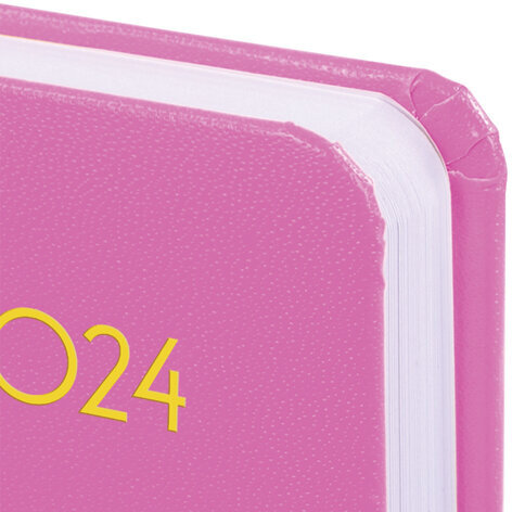 Ежедневник датированный 2024 МАЛЫЙ ФОРМАТ 100х150 мм А6, BRAUBERG "Select", балакрон, розовый, 114794