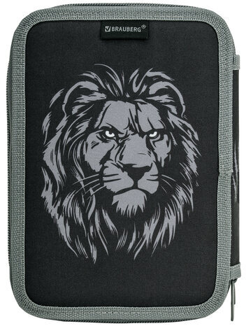 Пенал BRAUBERG, 2 отделения, полиэстер, 21х14 см, "Savage lion", 272331