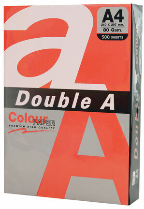 Бумага цветная DOUBLE A, А4, 80 г/м2, 500 л., интенсив, красная