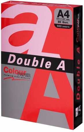 Бумага цветная DOUBLE A, А4, 80 г/м2, 500 л., интенсив, красная