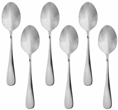 Ложки чайные 13,5 см, STANDARD, КОМПЛЕКТ 6 шт., полированная нержавеющая сталь, серебристые DASWERK, 609075