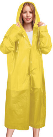 Дождевик плащ желтый на кнопках, EVA, многоразовый прочный, чехол в комплекте, универсальный размер, SHAMAANI (ШАМААНИ), 610934