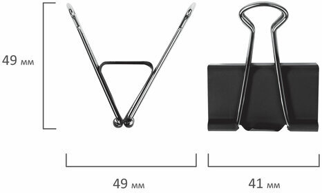 Зажимы для бумаг ОФИСНАЯ ПЛАНЕТА, КОМПЛЕКТ 12 шт., 41 мм, на 200 листов, черные, картонная коробка, 222001