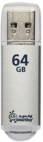 Флеш-диск 64 GB, SMARTBUY V-Cut, USB 2.0, металлический корпус, серебристый, SB64GBVC-S