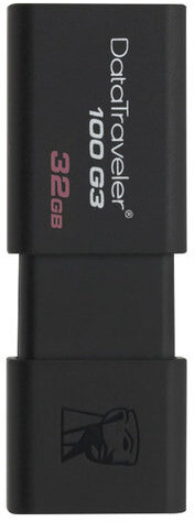 Флеш-диск 32 GB KINGSTON DataTraveler 100 G3 USB 3.0, черный, DT100G3/32GB