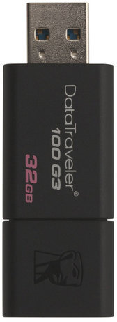 Флеш-диск 32 GB KINGSTON DataTraveler 100 G3 USB 3.0, черный, DT100G3/32GB