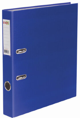 Папка-регистратор STAFF &quot;Manager&quot; с покрытием из ПВХ, 50 мм, без уголка, синяя, 225977