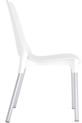 Стул для столовых, кафе, дома SHT-S75, серебристый металлический каркас, пластик белый