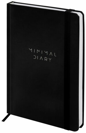 Ежедневник недатированный с резинкой А5 145х203 мм, BRAUBERG, твердый, 160 л., "Minimal", черный, 116299