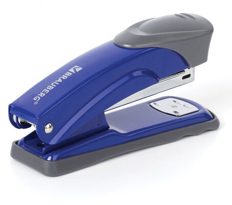 Степлер №24/6, 26/6 металлический BRAUBERG "Universal+", до 25 листов, синий, 227780