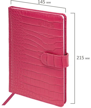 Еженедельник датированный 2026 А5 145х215 мм, BRAUBERG "Party", под кожу, розовый, 117176