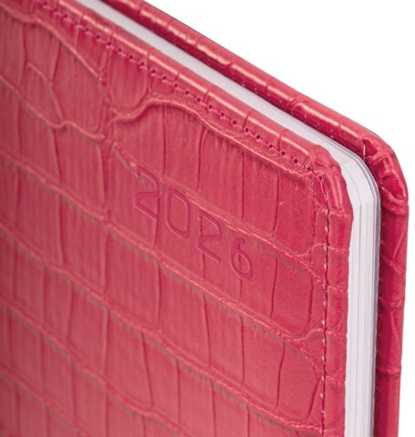 Еженедельник датированный 2026 А5 145х215 мм, BRAUBERG "Party", под кожу, розовый, 117176