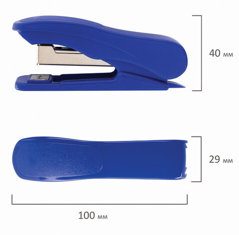 Степлер №10 STAFF "EVERYDAY", до 12 листов, с антистеплером, синий, 228736