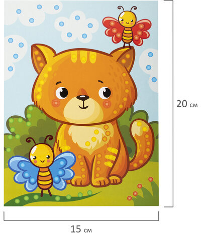 Набор для творчества "Аппликация из страз самоклеящаяся", "Котёнок", 20х15 см, ЮНЛАНДИЯ, 662373