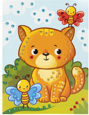 Набор для творчества "Аппликация из страз самоклеящаяся", "Котёнок", 20х15 см, ЮНЛАНДИЯ, 662373