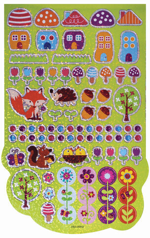 Альбом со сверкающими наклейками "Лесные зверушки", 4 листа, более 250 шт., склейка, ЮНЛАНДИЯ, 662695