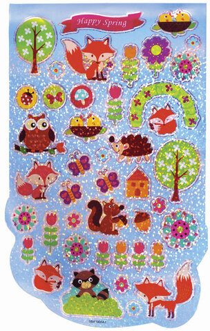 Альбом со сверкающими наклейками "Лесные зверушки", 4 листа, более 250 шт., склейка, ЮНЛАНДИЯ, 662695