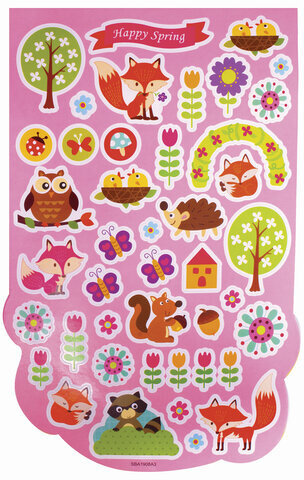 Альбом со сверкающими наклейками "Лесные зверушки", 4 листа, более 250 шт., склейка, ЮНЛАНДИЯ, 662695