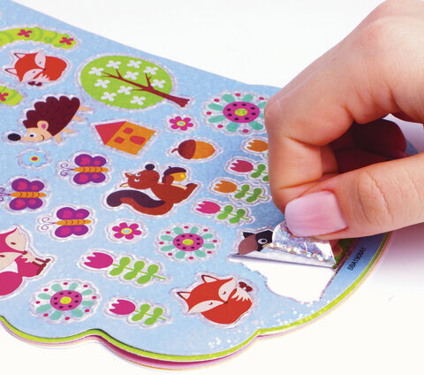 Альбом со сверкающими наклейками "Лесные зверушки", 4 листа, более 250 шт., склейка, ЮНЛАНДИЯ, 662695