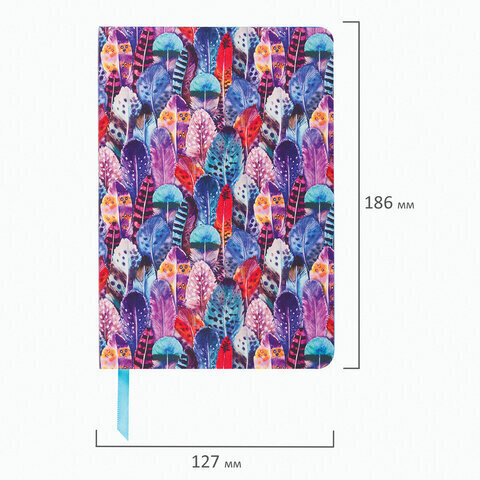 Ежедневник недатированный B6 (127х186 мм), BRAUBERG VISTA, под кожу, гибкий, 136 л., "Feathers", 112113