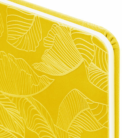 Еженедельник датированный 2023 МАЛЫЙ ФОРМАТ 95х155 мм А6, BRAUBERG "Foliage", под кожу, желтый, 113982