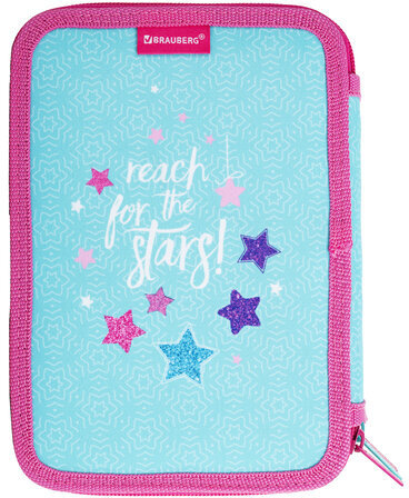 Пенал BRAUBERG, 3 отделения, полиэстер, 21х14 см, "Reach for the stars", 270728