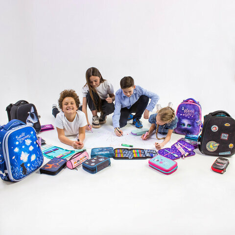 Пенал BRAUBERG, 3 отделения, полиэстер, 21х14 см, "Reach for the stars", 270728