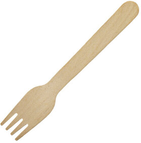 Вилка одноразовая деревянная 160 мм, КОМПЛЕКТ 100 шт., БЕЛЫЙ АИСТ, 607574, 61