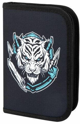 Пенал ПИФАГОР, 1 отделение, полиэстер, 19х13 см, "White tiger", 272285
