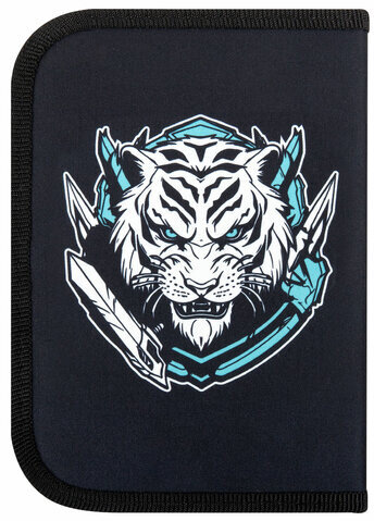 Пенал ПИФАГОР, 1 отделение, полиэстер, 19х13 см, "White tiger", 272285