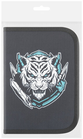 Пенал ПИФАГОР, 1 отделение, полиэстер, 19х13 см, "White tiger", 272285