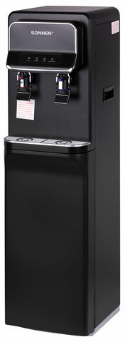 Кулер для воды SONNEN FSE-02WB, напольный, нагрев/охлаждение, НИЖНЯЯ ЗАГРУЗКА, 2 крана, черный, 456169