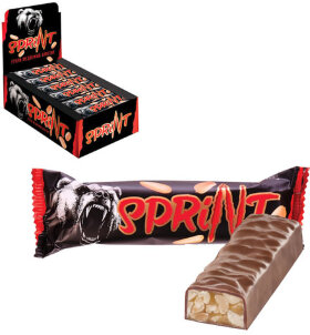 Шоколадный батончик "СПРИНТ", мягкая карамель и арахис в шоколадной глазури, 50 г, в шоубоксе, КЗ1389