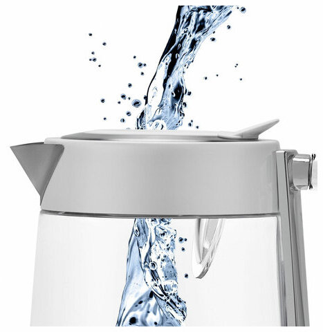 Чайник POLARIS PWK 1715 CGL, 1,7 л, 1850-2200 Вт, закрытый нагревательный элемент, стекло, белый, 54125, PWK 1715 CGL w