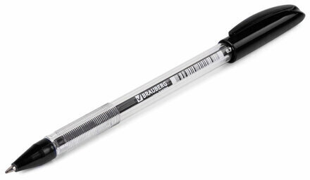 Ручка шариковая масляная BRAUBERG "Rite-Oil", ЧЕРНАЯ, корпус прозрачный, узел 0,7 мм, линия письма 0,35 мм, 142147