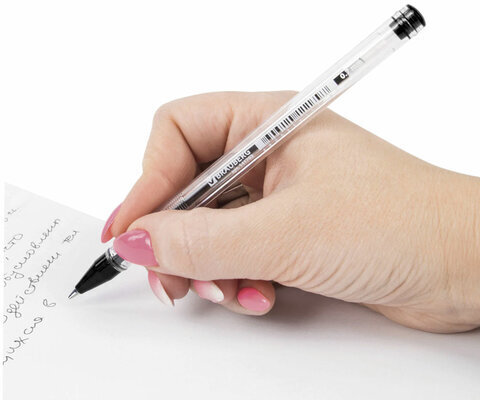 Ручка шариковая масляная BRAUBERG "Rite-Oil", ЧЕРНАЯ, корпус прозрачный, узел 0,7 мм, линия письма 0,35 мм, 142147