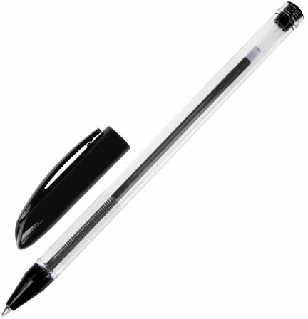 Ручка шариковая масляная BRAUBERG "Rite-Oil", ЧЕРНАЯ, корпус прозрачный, узел 0,7 мм, линия письма 0,35 мм, 142147