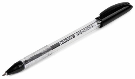 Ручка шариковая масляная BRAUBERG "Rite-Oil", ЧЕРНАЯ, корпус прозрачный, узел 0,7 мм, линия письма 0,35 мм, 142147