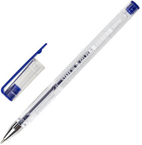 Ручка гелевая STAFF &quot;Basic&quot; GP-789, СИНЯЯ, корпус прозрачный, хромированные детали, узел 0,5 мм, 142788