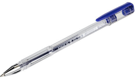 Ручка гелевая STAFF "Basic" GP-789, СИНЯЯ, корпус прозрачный, хромированные детали, узел 0,5 мм, 142788